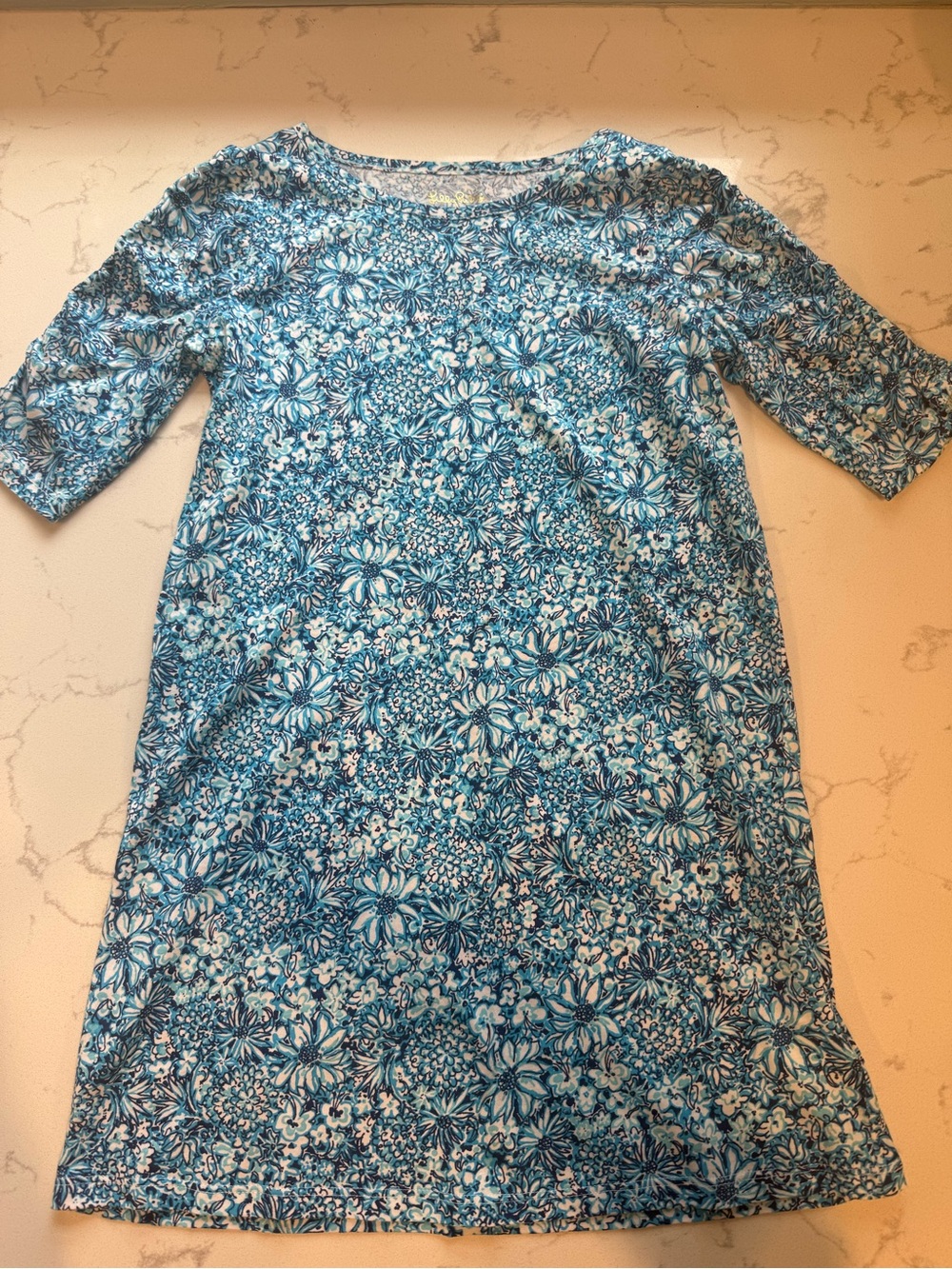 Lilly Pulitzer Blue Floral Midi Shift Dress